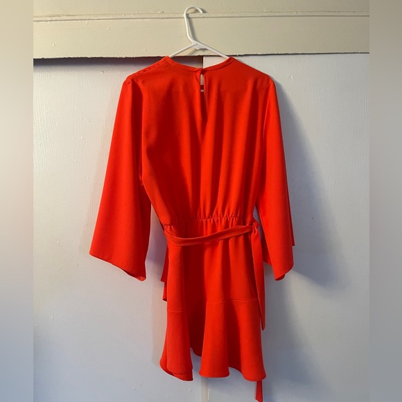Orange silk dress with ruffles and bell sleeve from IRO size US 4 - Picture 3 of 5